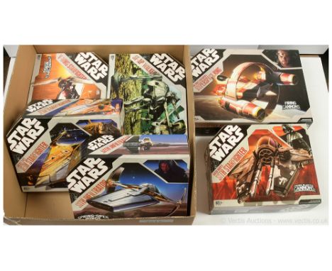 Hasbro Star Wars vehicles x six including AT-AP Walker, Darth Vader's Sith Starfighter, V-Wing Starfighter, Sith Infiltrator,