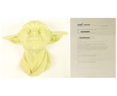 Star Wars Episode I The Phantom Menace key sculptor Garry Pollard original concept sculpture of Yoda's head. Accompanied with