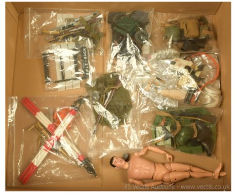 Palitoy vintage Action Man loose figure plus outfits and accessories including Green Beret uniform (black boots), Astronaut s