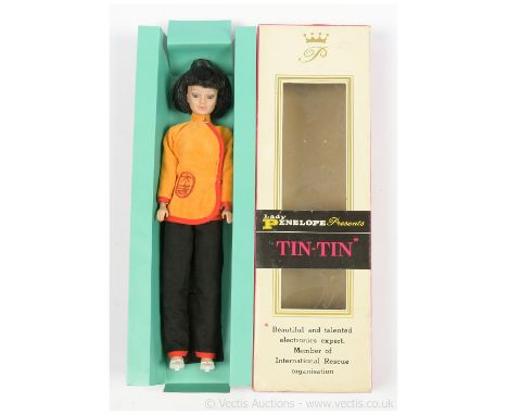 Fairylite Toys vintage Gerry Anderson's Thunderbirds Lady Penelope presents Tin-Tin 11" doll, "Beautiful and Talented Electro