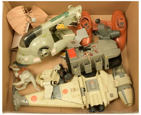 Quantity of Kenner Star Wars vintage vehicles and creatures including Twin Pod Cloud Car, Slave 1, Imperial Troop Transporter
