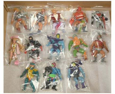 Mattel vintage Masters of the Universe 6" figures x thirteen including Battle Damage He-Man, Fisto, Prince Adam, Claw-Ful, Ho