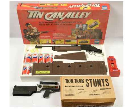 Vintage Ideal Tin Can Alley, with Pepsi cans, Complete, Fair (signs of repair with tape to back end of the gun), within Fair 