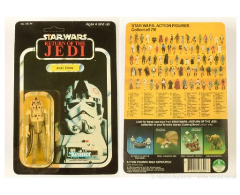 Kenner Star Wars vintage Return of the Jedi AT-AT Driver 3 3/4" figure, Mint, within Excellent (yellowed) bubble, upon Good P