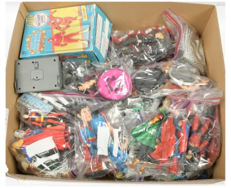 Large quantity of Marvel and DC figures, including Wonder Woman, Colossus, Green Lantern, Harley Quinn and other characters, 