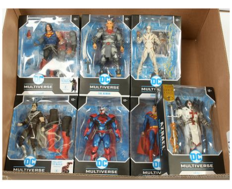 McFarlane DC Multiverse 8" figures x seven including Black Lantern Superman, Godspeed, The Demon, Azrael and others, all with