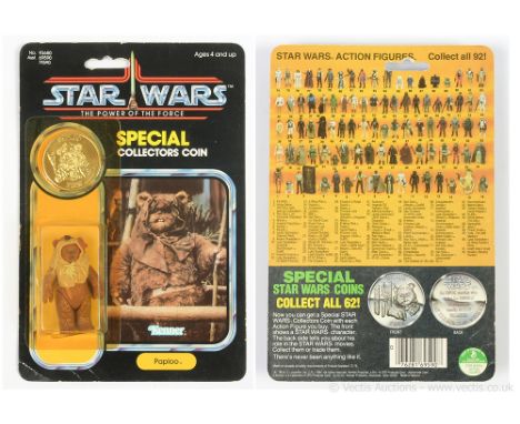 Kenner Star Wars vintage The Power of the Force Paploo 3 3/4" figure, Mint (missing staff), within Poor (yellowed and cracked