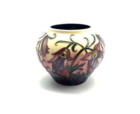  Moorcroft Pasque pattern vase designed by Philip Gibson, H10.5cm    - Condition Report 