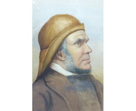  Frederick James McNamara Evans (Newlyn School 1859-1930): Bust Portrait of a Fisherman, watercolour unsigned with 'Examined 