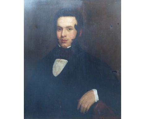  English School (19th century): Half Length Portrait of a Gentleman, oil on canvas unsigned 74cm x 62cm   - Condition Report 