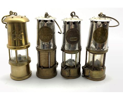  Three Eccles Protector lamp &amp; Lighting Co. Miners lamps including Type GR.6 and a decorative brass example (4)   - Condi