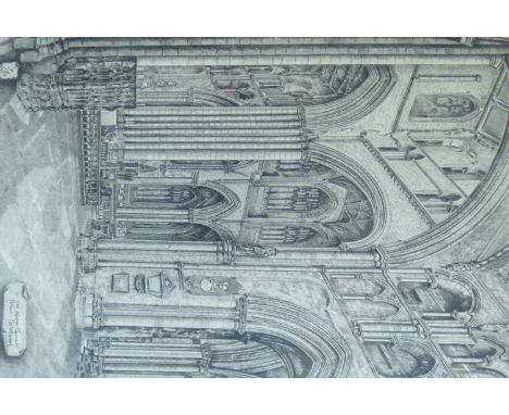  Jim Gott (British 1897-1980): 'In the North Transept Ripon Cathedral', pencil signed, titled and dated '39, 77cm x 52cm  Not