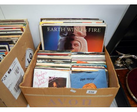 2 boxes of LP & 45rpm records including Earth, Wind & Fire & Michael Jackson etc.