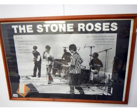 A framed & glazed Stone Roses poster & ticket