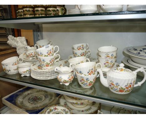 A quantity of Aynsley 'Cottage Garden' dinner and Teaware including dinner plates, teacups, saucers, cream jugs, sugar bowls,