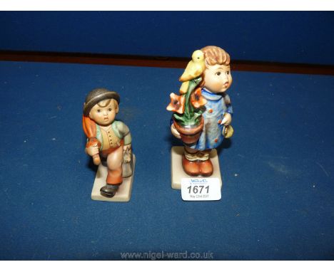 Two Goebel figures 'Congratulations' and 'Merry Wanderer'.