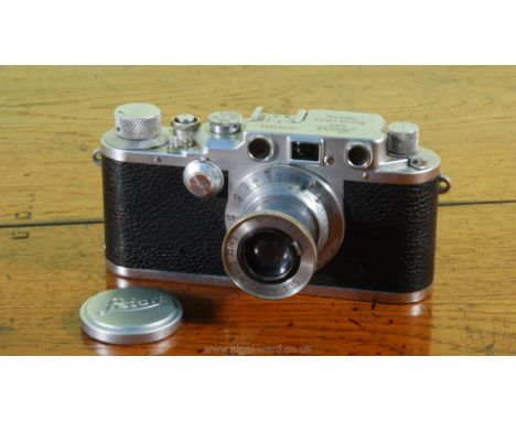 A Circa 1941 - 1942 Ernst Leitz Wetzlar Leica IIIc 35mm Camera with Leitz Elmar 5cm f/3.5 Lens and Lens Cap, Body No. 381009,