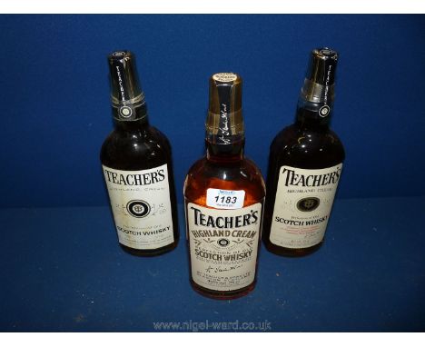 Three bottles of Teacher's Scotch Whisky.