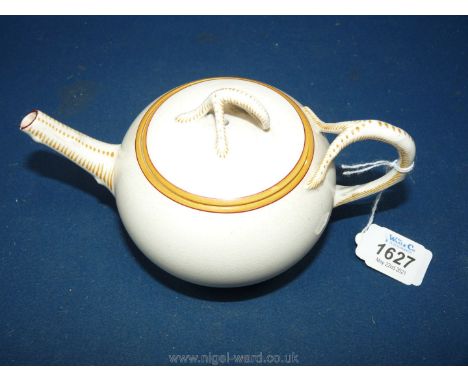 An interesting and unusual Wedgwood teapot, dated 1872, influenced by the dragon form design of Hugues Protat, the handle and