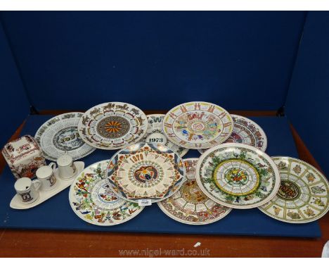 A quantity of china including ten Wedgwood Calendar plates (one with chip), Whitbread cruet set on stand and Mason's 'Harvest