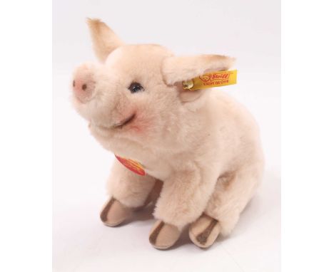 A Steiff No. 072420 Little Pig, with yellow ear tag and original chest tag and tail tag, approx length 23cm, condition VG