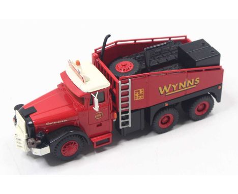 An Alan Smith Auto Models 1/48 scale white metal model of a Wynns Contractors 6x6 Scammell heavy haulage tractor unit, housed
