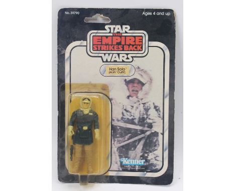 Kenner Star Wars The Empire Strikes Back No.39790 Han Solo in Hoth Outfit, housed in a sealed blister pack with pictorial pun