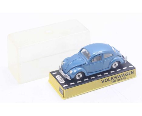 Dinky Toys No. 129 Volkswagen 1300 Sedan comprising RAF blue body with spun hubs and white interior housed in the original pl