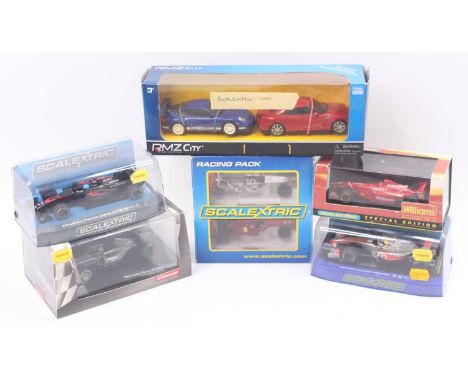 A collection of mixed boxed and part boxed Scalextric slot racing cars to include No. C3366 Sergio Perez Vodafone Mclaren Mer