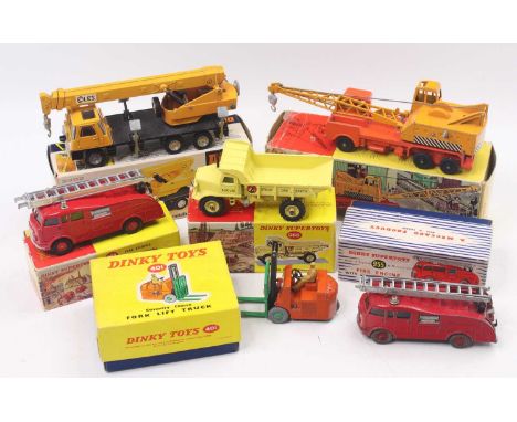 Collection of 6 boxed Dinky Toys Commercial and Emergency Services diecast, to include No.401 Coventry Climax Fork Lift, Cole