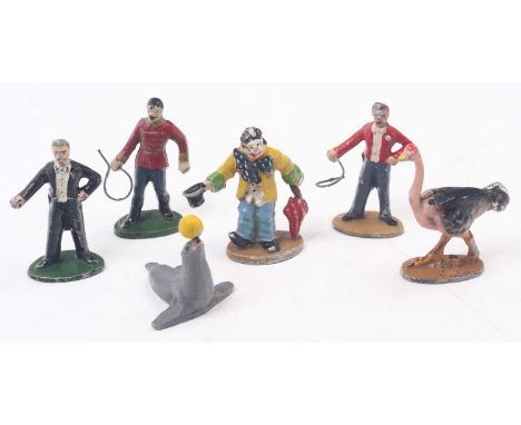 Wend-Al - "Solid Aluminium Models" - Circus Figures Series, comprising: "Mr. Grock" Clown, ringmaster with whip, performing s