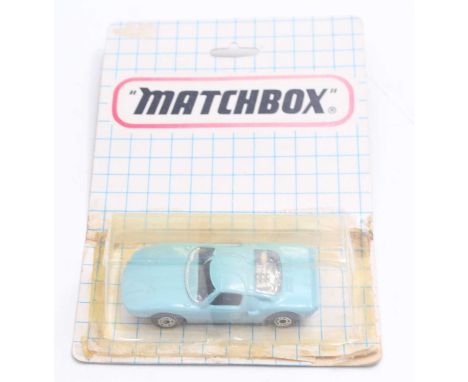 Matchbox No.41 Ford GT Bulgarian Issue, in light blue body with black seats and silver hubs, housed in a plastic display with