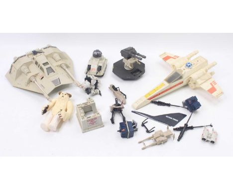Kenner Star Wars a quantity of loose vintage vehicles to include; X-Wing Star Fighter with R2-D2, a Scout Speeder Bike, MLC 3