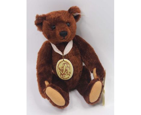 A Steiff Margarete Steiff Museum Bear 1999, chocolate brown mohair example, limited to one year of production, No. 670343 to 
