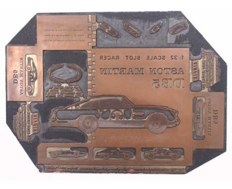 AIRFIX 1.32 scale, Clubman Special Slot Racer No.8004 Aston Martin DB5. Original Etched Copper Printing Master Plate 14 ¼” x 