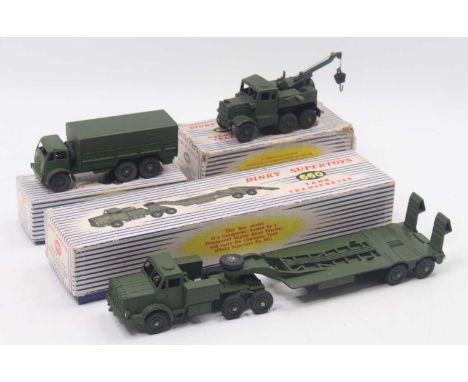 Dinky Toys group of 3 Military Diecasts to include No. 660 Military Tank Transporter, No.661 Recovery Tractor and a No.622 10