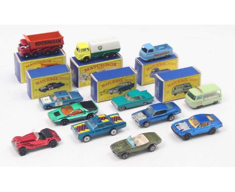 Matchbox Lesney group of 6 to include no.25, BP tanker, no.33 Ford Zephyr, no.55 Ford Fairline police car, no.60, Morris pick