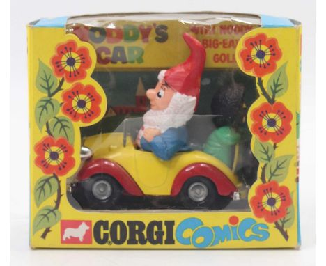 Corgi Toys Comics, no. 801, Noddy's car comprising a yellow and red car with silver hubs and Noddy and Big Ears figures, blac