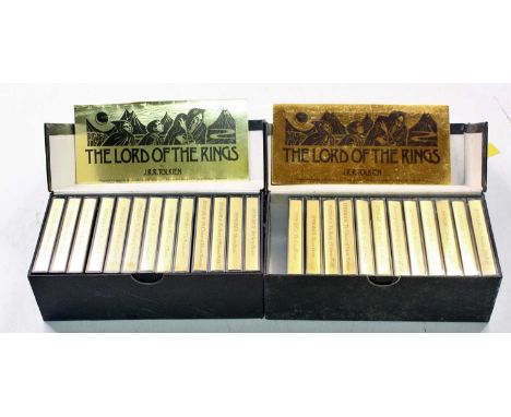 A pair of Lord of the Rings JRR Tolkien collector's tapes housed in the original black and gold packaging