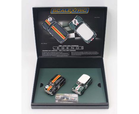A Scalextric limited edition 1964 ATCC Mini Cooper Legends Series gift set containing two models No. 1149/3000 released
