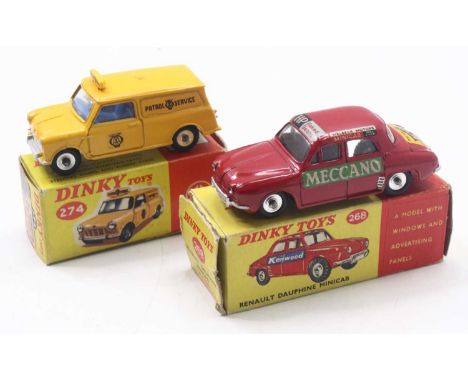 Dinky Toys group of 2 to include; No. 268 Renault Dauphine Minicab, comprising of the red body with Baked Beans and Kenwood l