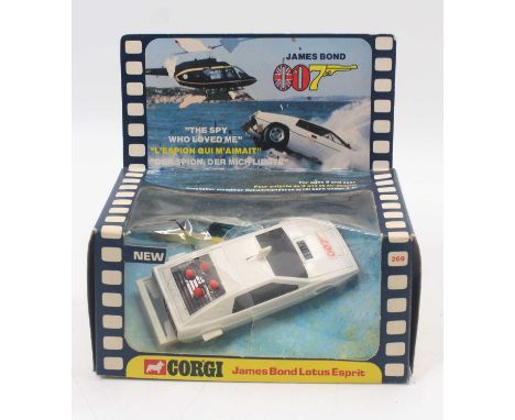Corgi Toys No. 269 James Bond Lotus Esprit comprising of white and black body with 007 bonnet transfer, some rocket missiles 