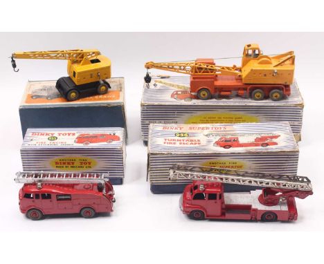Dinky Toys group of 4 to include; No.955 Fire Engine, No.972 Lorry Mounted Crane, No.956 Turntable Fire Escape and a No.571 C