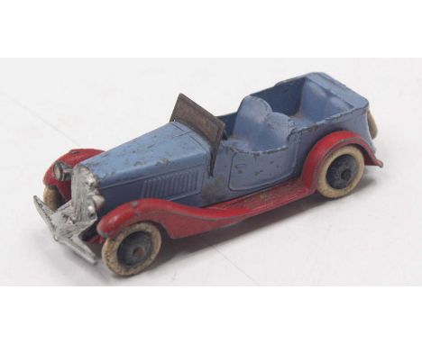 French Dinky Toys No.24G 4-seat Sports Car - light blue body, red chassis, smooth black hubs, white tyres "Dunlop" (F)Overall
