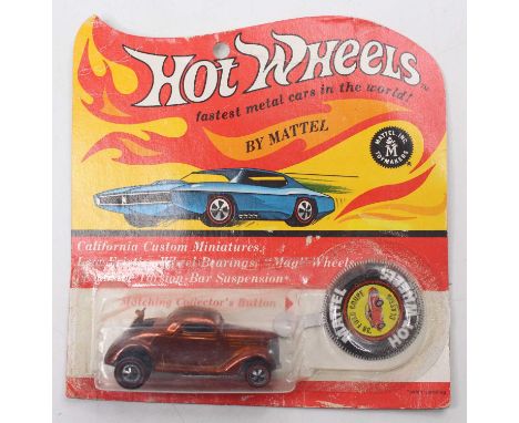 Hot Wheels (Mattel) Redlines 6253 Classic Ford Coupe 36 in bronze body with black roof panel, housed in a sealed blister pack