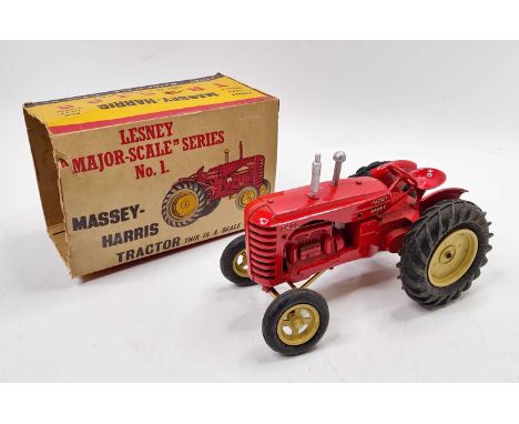 A Lesney Products No. 745D Major Scale Series No.1 745D Massey Harris tractor, comprising of red and cream body with cream hu