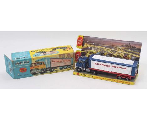 Corgi Toys No. 1137 Ford Express Service articulated truck, blue, red and silver body with lemon interior and mechanic figure