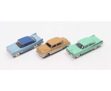 Dinky Toys group of 3 loose examples to include; No.191 Dodge Royal Sedan in green body, No.178 Plymouth Plaza in light blue 