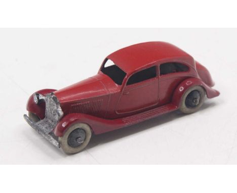 Dinky Toys 30b Pre-war Rolls Royce - red body, maroon chassis, black smooth hubs with white tyresPaintwork on body appars ori