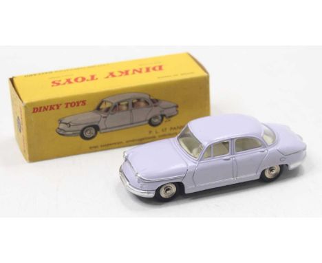 French Dinky Toys No. 547 Panhard PL17 diecast saloon comprising of light lilac body with cream interior and spun hubs, in th